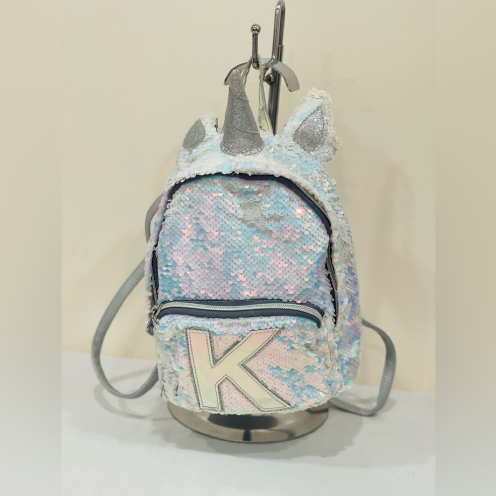 ❗️RARE❗️Justice Girls Unicorn Initial Flip Sequin MINI Backpack! Letter K! 🦄🦄